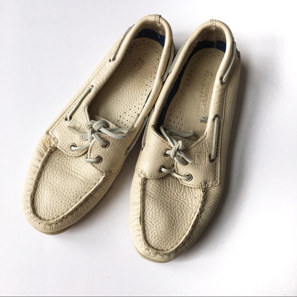 Sperry Shoes - Sperry Top-Sider White Leather Boat Shoes